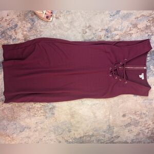 Guess Burgandy Lace-Up Dress, Great Stretch! Size S